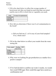 Name Section 1 Fill In The Chart Below To Refle