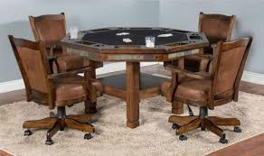 Game Room Card Table And Chairs 5 Piece Set Reverse Dining Surface Caster Wheels Card Table And Chairs Table And Chairs Game Room