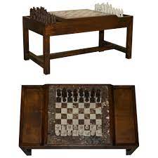 VINTAGE CHESSBOARD COFFEE TABLE WITH MARBLE BOARD AND EBONiSED CHESS SET  PIECES For Sale at 1stDibs | coffee table with built in chess board, chess  side table, coffee chess table