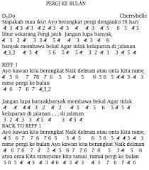 Lirik Not Angka Pergi Ke Bulan Cherrybelle Lengkap