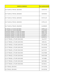 Kanayuky travel agency sdn bhd. Baspelancongan30jun2015 Transport Business