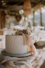 Modern Minimal Delicate Wedding Drip Cake With Dried Flowers Stonebarn Pemberton Western Austral Romantic Wedding Cake Simple Wedding Cake Boho Wedding Cake