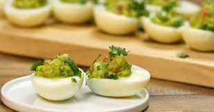 You have to boil the eggs, shell them (and hopefully they cooperate), halve them. Guacamole Deviled Eggs American Heart Association Recipes