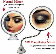 Огледало с LED светлина, 10х увеличение и гъвкаво захващане с вакуум