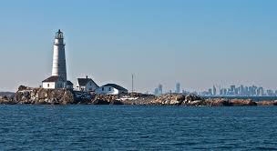Boston Light With Boston Skyline Boston Skyline Island Cruises Harbor Island