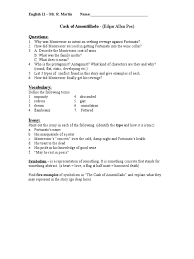 Furthermore, it conforms to and illustrates perfectly many of poe's literary theories about the nature of the short story: Cask Of Amontillado Worksheet 0