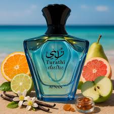 Priced at $550ttd for 90ml. Turathi Electric by Afnan is a Aromatic Fruity  fragrance for women and men. This is a new fragrance. Turathi Electric was  launched in 2025. Top notes are