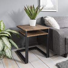 Industrial Nest Of Tables Wood Effect Metal Living Room Table Living Room Coffee Table Living Table
