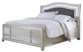 Includes the dresser, mirror, nightstand, and 3 piece queen bed. Coralayne Queen Upholstered Panel Bed In In Silver