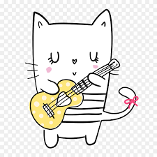 The cat dances its lower part. Cartoon Cat Playing Guitar On Transparent Background Png Similar Png