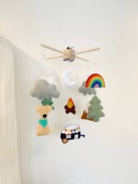 Handmade Mobile Baby Mobile Camping Baby Mobile Dog Etsy In 2020 Baby Mobile Camping With A Baby Handmade