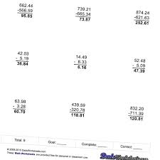 Math Worksheets Subtraction With Decimals Math Worksheets Worksheets Free Printable Math Worksheets