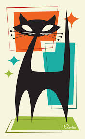 Mister Whiskers Modern Cat Art Mid Century Wall Art Mid Century Modern Art