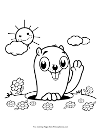 Free smiling groundhog coloring page printable. Groundhog In The Sunshine Coloring Page Free Printable Pdf From Primarygames