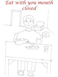 On each of the following pages, you will find an image of one famous work of art. Eating Manners Coloring Printable Page 2 For Kids