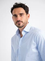 Thomas Mason Light Blue End-on-End Bengal Stripe Shirt