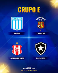 ✓🏆 Así quedó el Grupo E de la CONMEBOL #Sudamericana 🇦🇷 @racingclub 🇻🇪  @caracas_fc 🇧🇴 @clubindependientesucre 🇧🇷 @botafogo #LaGranConquista