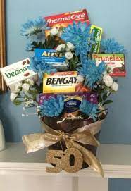 This Floral Bouquet Was Used For A 50th Birthday But We Also Think It S A Fun Retirement Idea Birthday Gag Gifts 50th Birthday Gag Gifts 60th Birthday Party