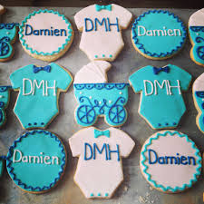 Onesie And Carriage Baby Shower Cookies With Name And Monogram Sweets By Millie Baby Shower Cookies Sweets Cupcake Cookies