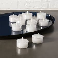 Set Of 12 Clear Cupped Tea Light Candles Reviews Cb2