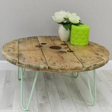 Cable Reel Coffee Table With Hairpin Legs Spool Furniture Spool Tables Coffee Table
