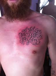 Chest Tattoo Of Kid S Names Placement Of Tattoo Tattoos With Kids Names Aztec Tattoo Designs Aztec Tattoo