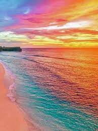 Rainbow Beach Diamond Painting Kit Full Drill Beach Wallpaper Rainbow Beach Nature Photography