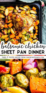 Easy Balsamic Chicken Sheet Pan Dinner In 2020 Sheet Pan Dinners Chicken Sheet Pan Dinners Balsamic Glazed Chicken