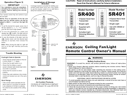 This video demonstrates troubleshooting for the emerson sr400 ceiling fan remote control and flat pack receiver. Emerson Sr400 Owners Manual Bp7412 2 Sr401