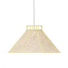 Suspension Straw En Metal Laque Jaune Et Cannage Colonel Lampe Suspendue Luminaire Contemporain Cannage