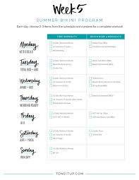 Weekly Fitness Schedule Toneitup Com