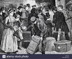 Illustration depicting a railway porter trying to help a passenger find her  luggage. Dated 19th century Stock Photo - Alamy