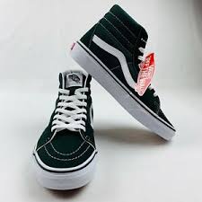 If you want your vans to look crisp and new, keep the laces as straight as possible. Vans Sk8 Hi Lace Up Hi Top Scarab True White Dark Green Vn0a38geqsu Ebay