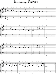 Not Piano Bintang Kejora Piano Not Musik Lagu