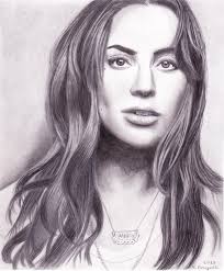 Drawing I made of Gaga with colored pencils and paint. Inspired by the look  of Die with a Smile ❤️