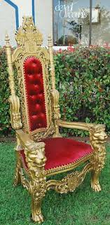 Carved Mahogany King Lion Gothic Throne Chair Gold Red Throne Chair King Chair Chair
