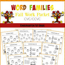 Fall Word Families Worksheets For Kindergarten Or 1st Grade Planning Playtime Word Family Worksheets Fall Words Word Families