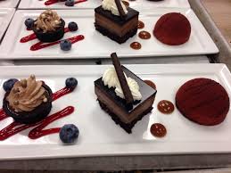 Chocolate Mousse Dome With A Vanilla Creme Brulee Center Hazelnut Espresso Trio Chocolate Cheesecake Espresso Dessert Presentation Desserts Trio Of Desserts