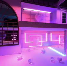 The Halls A Sophisticated Interior Design That Winds Like A Maze Linking The Various Room In The Faze Neon Room Neon Bedroom Dream Rooms