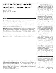 Le congé paternité peut être cumulé avec le congé de naissance de trois jours et lui succéder ou être pris séparément. Pdf Effet Benefique D Un Arret Du Travail Avant L Accouchement