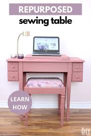 An excellent solution to cutting down the cost of a standing desk is to convert an area of a traditional sitting desk into a standing space. Repurposed Sewing Table Upcycled Into A Desk The Diy Dreamer