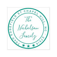 Simple Circle Star Clean And Clear Family Name Self Inking Stamp Zazzle Com Self Inking Stamps Stamp Address Stamp