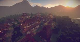 Old japan village style with fujisan. Traditional Japanese Village Minecraft Map