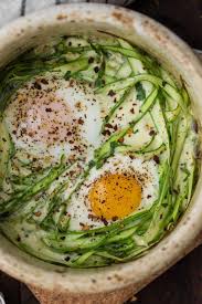 Cream Baked Eggs With Asparagus Naturally Ella Spring Dishes Asparagus Recipe Baked Eggs