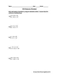 The elimination method is one of the most widely used techniques for solving systems of equations. Systems Of Equations Elimination Method Worksheet From Bundle Tpt