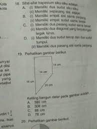 Bangun datar adalah bidang datar yang memiliki dua dimensi panjang dan lebar tetapi tidak memiliki tebal. Keliling Bangun Datar Pada Gambar Adalah Brainly Co Id