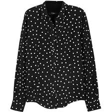Black And White Polka Dot Shirt Womens Womens Shirts Paul Smith Black Black Polka Dot Cotton Blouse Dot Print Shirt Womens Shirts Curved Hem Shirt