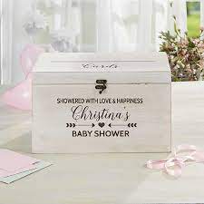 I added a removable panel on the one side of the crib to add the baby's name, birthdate, and weight later. Personalized Wood Baby Shower Card Box