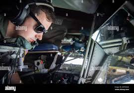 Boom operator with the 91st air refueling squadron hi-res stock photography  and images