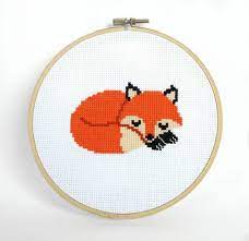 fox cross stitch pattern modern etsy modeles de point croix bebe animaux motifs couture coloriage enfants simplement dauphin